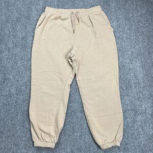 WEWOREWHAT Lounge Jogger Pants Sz Large Beige Pull On Drawstring Comfort Cotton